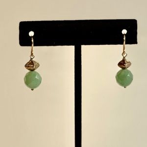 Gold Vermeil Drop Earrings with Green Faceted Balls